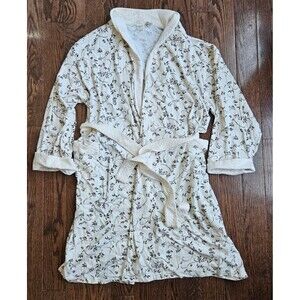 Vintage Gilligan & O’Malley Womens Robe Size XL, Tan Floral 100% Cotton, 80s 90s